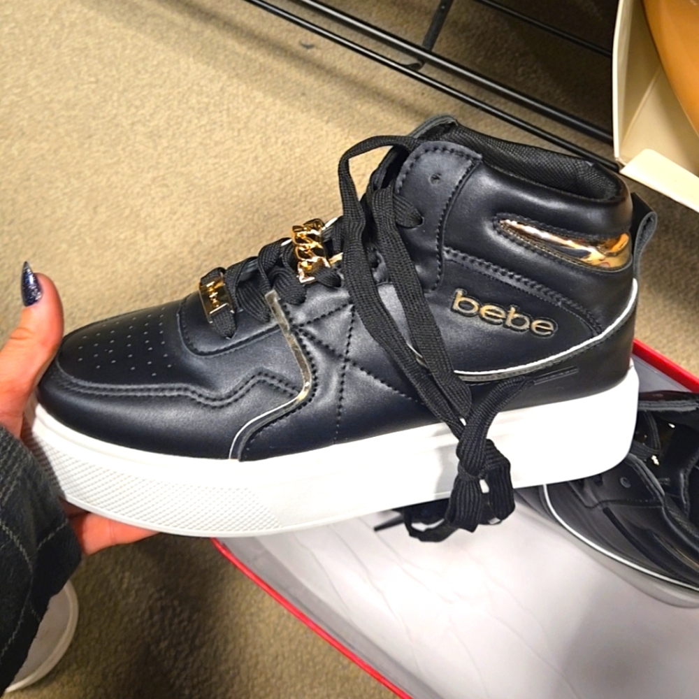 Bebe High Tops with Gold Accents Fit Like a Womens Size 7